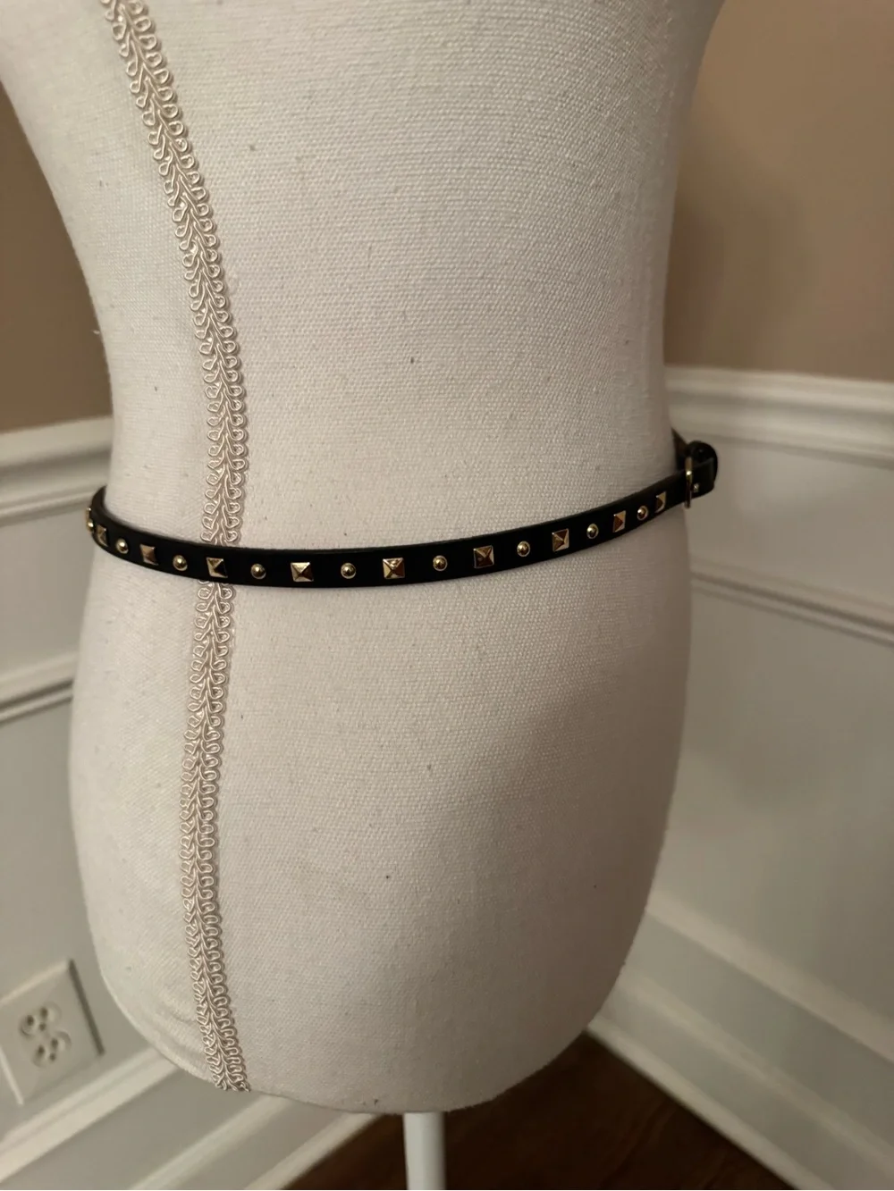 J. Crew Black Leather Double-Wrap Belt with Gold Studs - Picture 7 of 10
